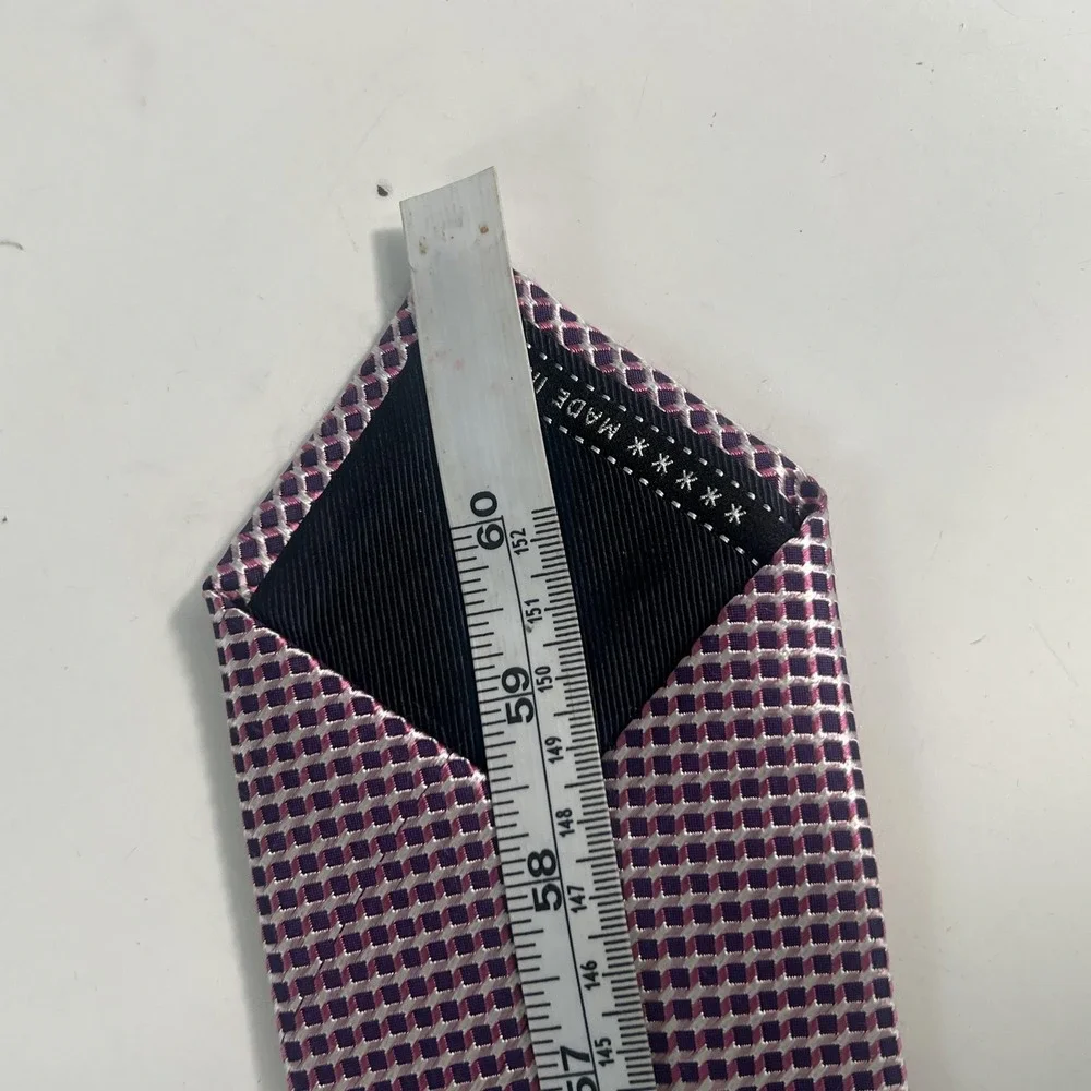 Ermenegildo Zegna Silk Tie Mens Purple Pink Geometric Jacquard Made In Italy